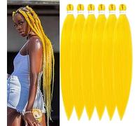 Easy Braid Pre stretched Braiding Hair Extensions 20 Inch 6Packs Yaki Textured Crochet Synthetic Hair Hot Water Setting Crochet Extensions (20 Inch, Yellow#)