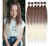 Easy Braid Pre stretched Braiding Hair Extensions 26 Inch 6Packs Yaki Textured Crochet Synthetic Hair Hot Water Setting Crochet Extensions (26 Inch, 30-613#)