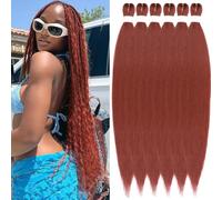 Easy Braid Pre stretched Braiding Hair Extensions 32 Inch 6Packs Yaki Textured Crochet Synthetic Hair Hot Water Setting Crochet Extensions (32 Inch, 350#)