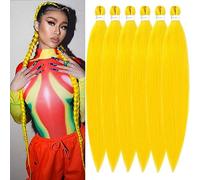 Easy Braid Pre stretched Braiding Hair Extensions 32 Inch 6Packs Yaki Textured Crochet Synthetic Hair Hot Water Setting Crochet Extensions (32 Inch, Yellow#)