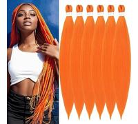 Easy Braid Pre stretched Braiding Hair Extensions 32 Inch 6Packs Yaki Textured Crochet Synthetic Hair Hot Water Setting Crochet Extensions (32 Inch, Orange#)