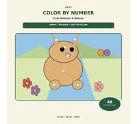 Easy Color by Number: Cute Animals & Nature