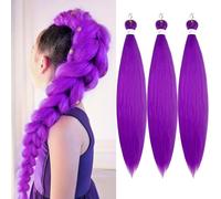 Easy Crochet Braid Hair Purple Pre-Stretched Braiding Hair 32 Inch 3 Packs Hot Water Setting Soft Synthetic Braiding Hair for Twist Senegalese Crochet Hair (Light Purple, 32 inch (Pack of 3))