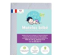 Easy Dort - Materasso per culla 40 x 80 cm - Culla, navicella o lettino - Fodera in bambù | Estate e inverno | Doppio lato | Molto confortevole | Prodotto in Francia 40x80 cm | Oekotex® | Bianco
