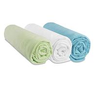 Easy Dort | Set di 3 lenzuola da 70 x 160 cm, per lettino da bambino, 70 x 160 cm, 100% cotone jersey, anice bianco turchese, estensibile, etichetta Oeko-Tex | qualità | Made in UE