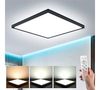EASY EAGLE Plafoniera LED Dimmerabile Con Telecomando, 36W Lampada da Soffitto Moderna 3000-6500K IP44 3240LM Quadrata Pannello Luce per Camera Cucina Soggiorno Ø30 Cornice Nero