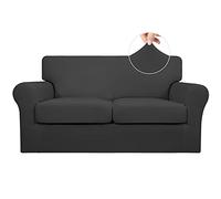 Easy-Going 3 Pieces Stretch Soft Couch Cover for Dogs - Washable Sofa Slipcover for 2 Separate Cushion Couch - Elastic Furniture Protector for Pets, Kids (Loveseat, Dark Gray)