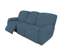 Easy-Going 8 Pieces Recliner Sofa Stretch Sofa Slipcover Sofa Cover Furniture Protector Couch Soft with Elastic Bottom Kids, Spandex Jacquard Fabric Small Checks Bluestone