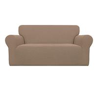 Easy-Going Copridivano elasticizzato oversize Loveseat 1 pezzo protezione per mobili divano morbido con fondo elastico per bambini in poliestere spandex tessuto jacquard a quadretti piccoli cammello
