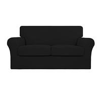 Easy-Going Copridivano elasticizzato per cani, lavabile, con 2 cuscini separati, in spandex/jacquard elasticizzato, protezione per mobili per animali domestici e bambini, 3 pezzi (nero, Loveseat)
