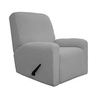 Easy-Going Copridivano elasticizzato per divano reclinabile, 4 pezzi, protezione per mobili e divani, con fondo elastico, in spandex/jacquard con quadretti (poltrona reclinabile, grigio chiaro),