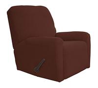 Easy-Going Copridivano elasticizzato per divano reclinabile, 4 pezzi, protezione per mobili e divani, con fondo elastico, in spandex/jacquard con quadretti (poltrona reclinabile, caffè), grande