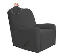 Easy-Going Copridivano elasticizzato per divano reclinabile, 4 pezzi, protezione per mobili, morbida, con fondo elastico, in spandex jacquard (poltrona reclinabile, grigio scuro)