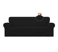 Easy-Going Copridivano elasticizzato, protezione per mobili, morbida, con fondo elastico, per bambini, in spandex/jacquard con quadretti piccoli (L, nero)