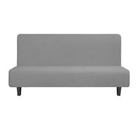 Easy-Going Copridivano elasticizzato, senza braccioli, protezione per mobili, senza braccioli, morbida con fondo elastico, per bambini, in spandex jacquard a quadri (futon, grigio chiaro)