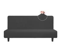 Easy-Going Copridivano elasticizzato, senza braccioli, protezione per mobili, senza braccioli, morbido con fondo elastico, per bambini, in spandex jacquard a quadretti (futon, grigio scuro)