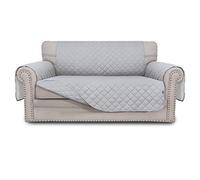 Easy-Going Copridivano reversibile Loveseat a 2 cuscini, per cani, impermeabile, protezione per mobili con bastoncini in schiuma, cinghie elastiche per animali domestici (Loveseat, grigio