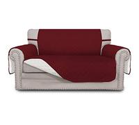 Easy-Going - Copridivano reversibile per divano a 2 posti, per cani, resistente all'acqua, con bastoncini di schiuma e cinturini elastici, per animali domestici, rosso natalizio/avorio