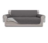 Easy-Going Copridivano reversibile per divano a 3 cuscini, per cani, impermeabile, con bastoncini in schiuma, cinghie elastiche per animali domestici e gatti (divano, grigio/grigio chiaro)