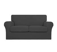 Easy-Going Couch Cover, Stretch Loveseat Cover with 2 Cushion Covers, Washable Spandex Jacquard Fabric, Elastic Furniture Protector for Pets, Kid (Medium, Dark Gray)