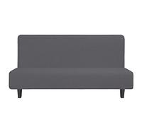 Easy-Going Fodera per letto futon elasticizzato, senza braccioli, senza braccioli, con fondo elastico, per bambini, in morbido tessuto jacquard a quadri (L, grigio)