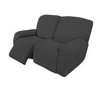Easy-Going Loveseat - Copridivano elasticizzato per poltrona reclinabile, con fondo elastico, per bambini, 6 pezzi, in spandex e jacquard a quadretti, colore: grigio scuro