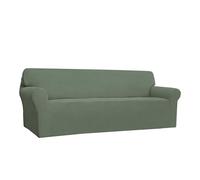 Easy-Going Stretch 4 Seater Sofa Slipcover 1-Piece Sofa Cover Furniture Protector Couch Soft with Elastic Bottom for Kids, Polyester Spandex Jacquard Fabric Small Checks Greyish Green