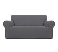 Easy-Going Stretch Loveseat Slipcover 1-Piece Sofa Cover Furniture Protector Couch Soft with Elastic Bottom for Kids Polyester Spandex Jacquard Fabric Small Checks (Loveseat, Grey)
