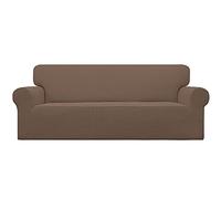 Easy-Going Stretch Sofa Slipcover 1-Piece Sofa Cover Furniture Protector Couch Soft with Elastic Bottom for Kids, Polyester Spandex Jacquard Fabric Small Checks (Sofa, Brown)