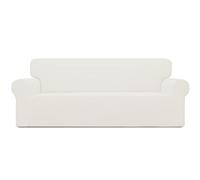 Easy-Going Stretch Sofa Slipcover 1-Piece Sofa Cover Furniture Protector Couch Soft with Elastic Bottom for Kids, Polyester Spandex Jacquard Fabric Small Checks (Sofa, Cream)