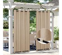 Easy-Going Tende da esterno effetto lino, impermeabili e antivento, tende morbide per la privacy per patio, gazebo, passacavo e fondo con linguetta, 1 pannello, 137,2 x 213,4 cm, beige