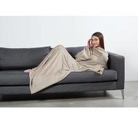 EASY HOME Coperta con Maniche, Plaid da Indossare, 130x170 cm, Coperta In Pile, Morbida e Calda, Poncho TV (Crema)