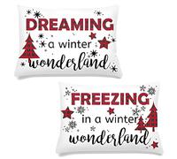 EASY HOME Coppia di Federe Natalizie, Coppia di Federe con Disegni Natalizi, 2 Federe 50x80 cm, 100% Cotone, Ideali per Decorare la Tua Casa o Come Idea Regalo Di Natale (Wonderland)