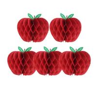 EASY JOY 5 alveoli di carta a nido d'ape a forma di mela rossa, decorazione da appendere per compleanni, estate, matrimoni, giardino, piscina, scuola, aula, ritorno a scuola, festa
