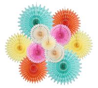 Easy Joy Lot de 11 éventails en papier à suspendre en forme de rosace, guirlande déco pour fille, mariage, anniversaire, été, table, remise de diplôme, fête d'enfants