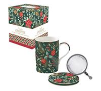 Easy Life CASSETTA TISANIERA 35 CL IN PORCELLANA CON FILTRO INOX CHRISTMAS JOY