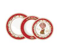 EASY LIFE Christmas Memories Servizio Tavola Piatti Set 18 Pezzi Porcellana Tavola di Natale