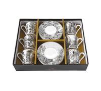 Easy Life Confezione da 6 tazze da caffè, 10 cl, in porcellana, retro, giungla, colore: Nero