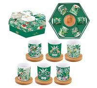 Easy Life Confezione da 6 tazze da caffè 11 cl, in maiale, con piattino in bambù