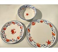 EASY LIFE "Cote De Mer Servizio Piatti Decoro Marino per 4 persone in Porcellana