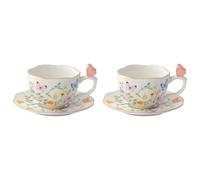 EASY LIFE Dancing Butterflies Set 2 Tazze caffè con Piattino 120ml Porcellana
