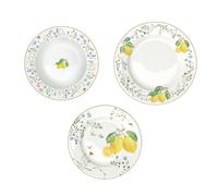 EASY LIFE Fleurs et Citrons Limoni Servizio Tavola Piatti Set 18 Pezzi Porcellan