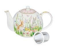 EASY LIFE Happy Easter Teiera 1L in Porcellana con Infusiera in Metallo