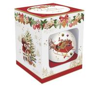 EASY LIFE Palla di Natale Sfera da Appendere in Ceramica Christmas Memories D7 cm 4 Varianti (1pz) Babbo con Slitta
