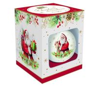 EASY LIFE Palla di Natale Sfera da Appendere in Ceramica Santa is Coming D7 cm 4 Varianti (1pz) Babbo con Lista