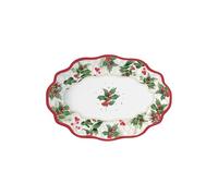 Easy Life PIATTO CREO A FORMA OVALE 24,5X17 CM IN PORCELLANA IN SCATOLA REGALO CHRISTMAS BERRIES