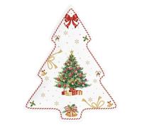 EASY LIFE Piatto natalizio abete in porcellana Christmas Tale 20.5x25.5 cm
