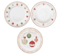 Easy Life Servizio 18 piatti di natale in porcellana per 6 persone "Christmas Eve" D26,5/D21,5/D19 cm