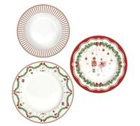 Easy Life Servizio 18 piatti di natale in porcellana per 6 persone "Magie de Noel" D26,5/D21,5/D19 cm