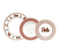 EASY LIFE Servizio 18 Piatti natalizio"POLAR EXPRESS" in porcellana Ø 26,5xØ21,5x19